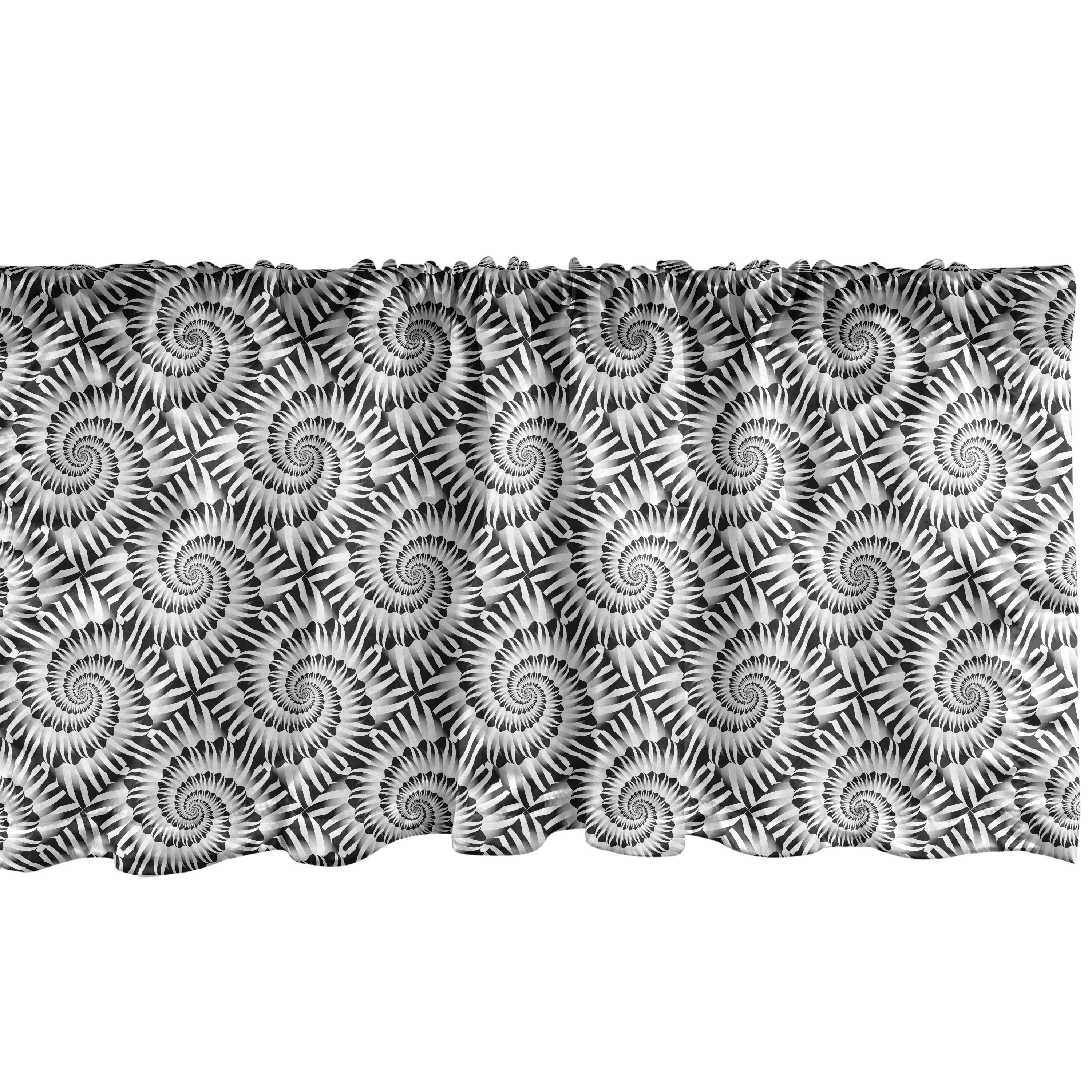 Scheibengardine Vorhang Volant für Küche Schlafzimmer Dekor mit Stangentasche, Abakuhaus, Microfaser, Abstrakt Psychedelische Spirale Shells