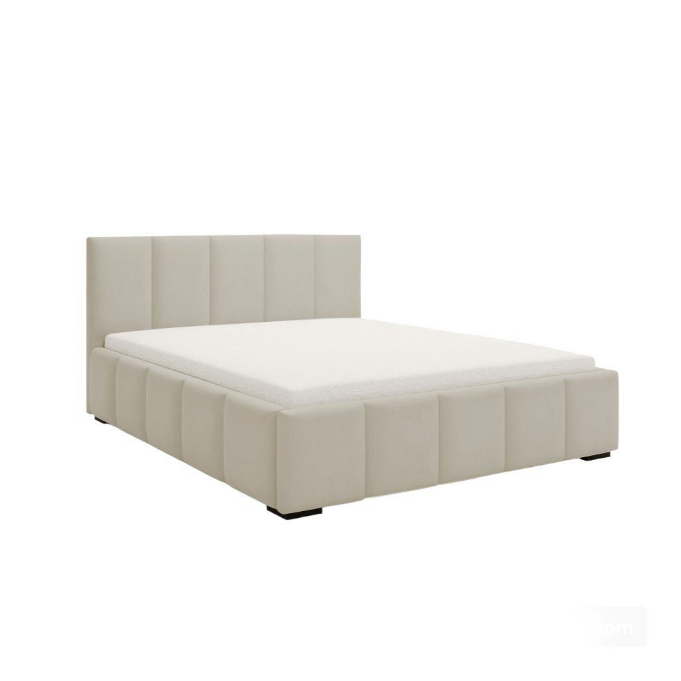 MOEBLO Polsterbett PASADO (Doppelbett mit Kopfstütze, Rahmenbettgestell, Stauraumbett), gepolstertes Kopfteil, mit Bettkasten und Lattenrost