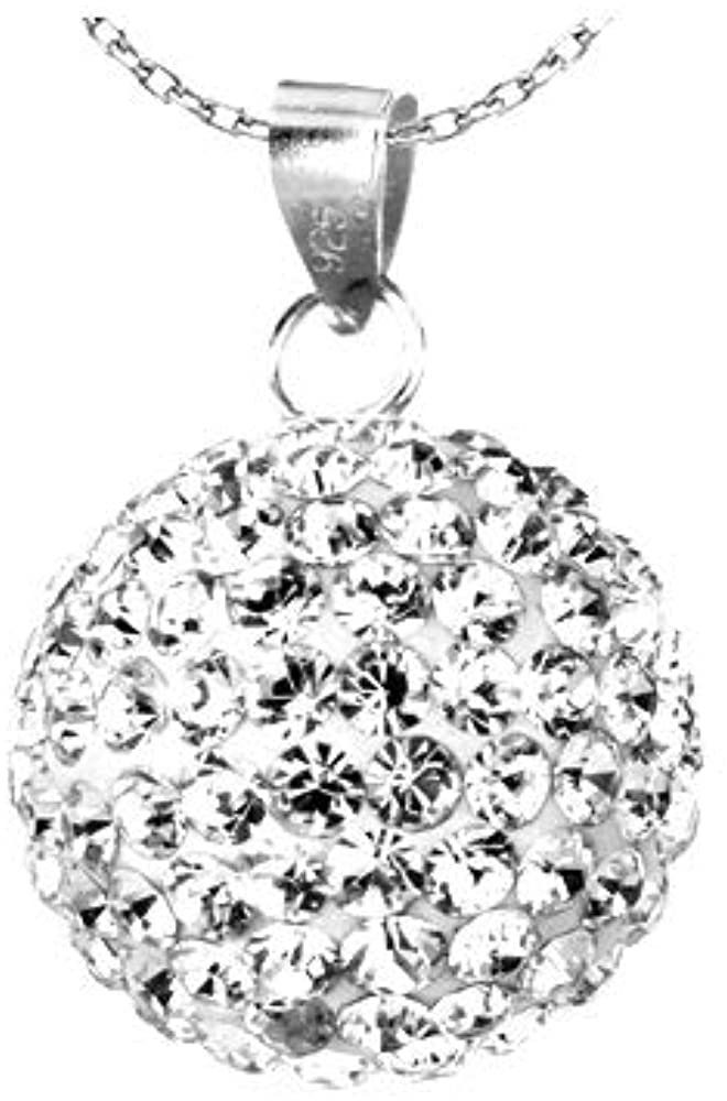 Karisma Kette mit Anhänger Anhänger Kugel Und Silber Kette 925 Mit Kristall Elements, Damenschmuck- 15mm