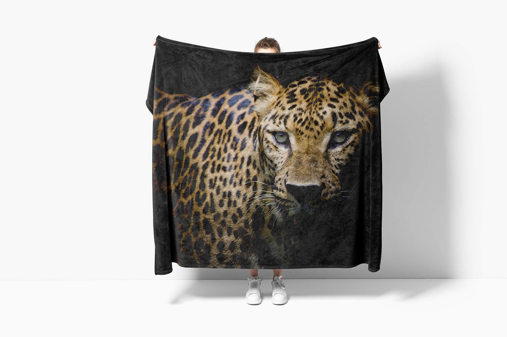 mit Kuscheldecke Handtuch Handtuch Baumwolle-Polyester-Mix Strandhandtuch Handtücher Art Jaguar Raubkatze, Tiermotiv Saunatuch Sinus (1-St),