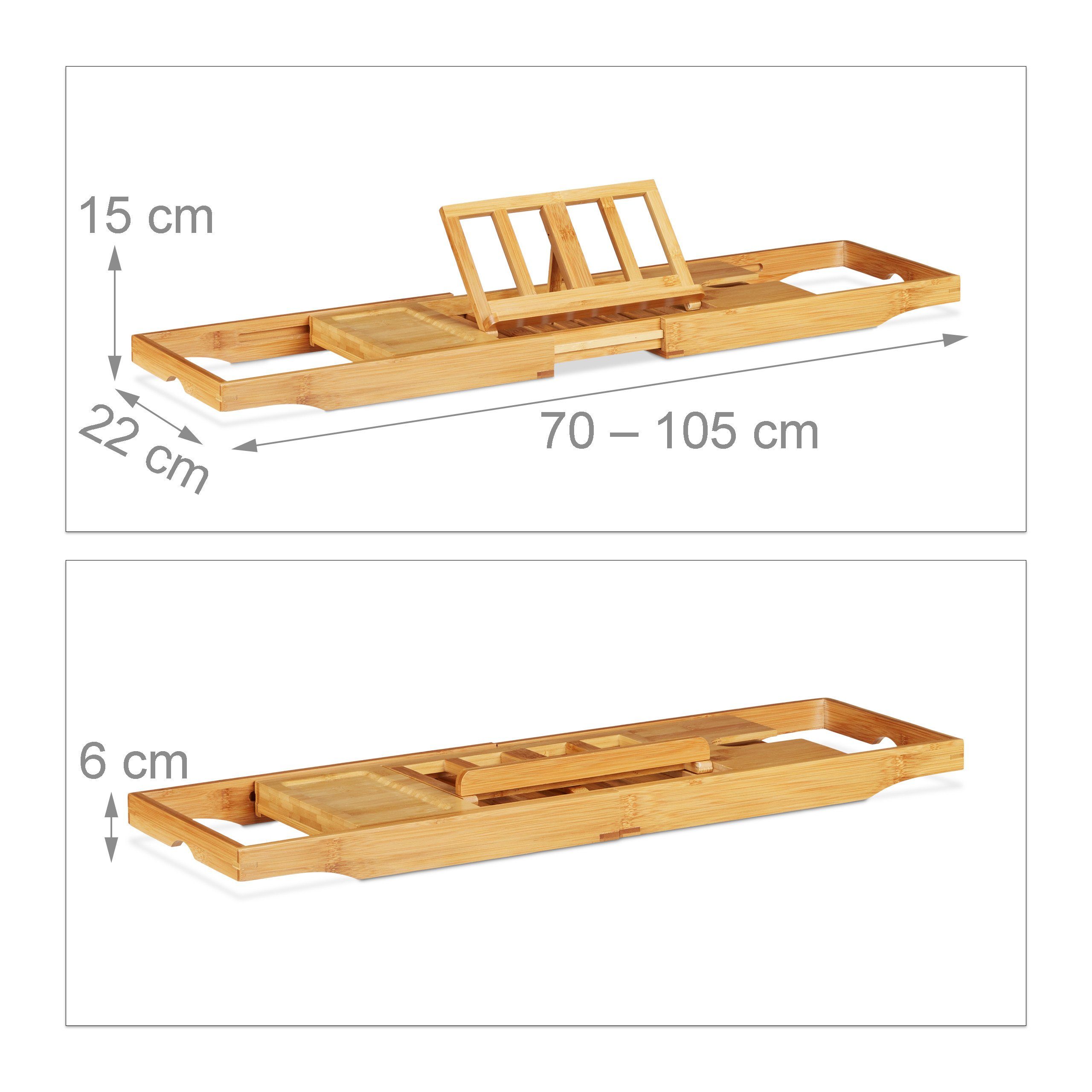 relaxdays Bambus Badewannenablage ausziehbar Badewannenablage