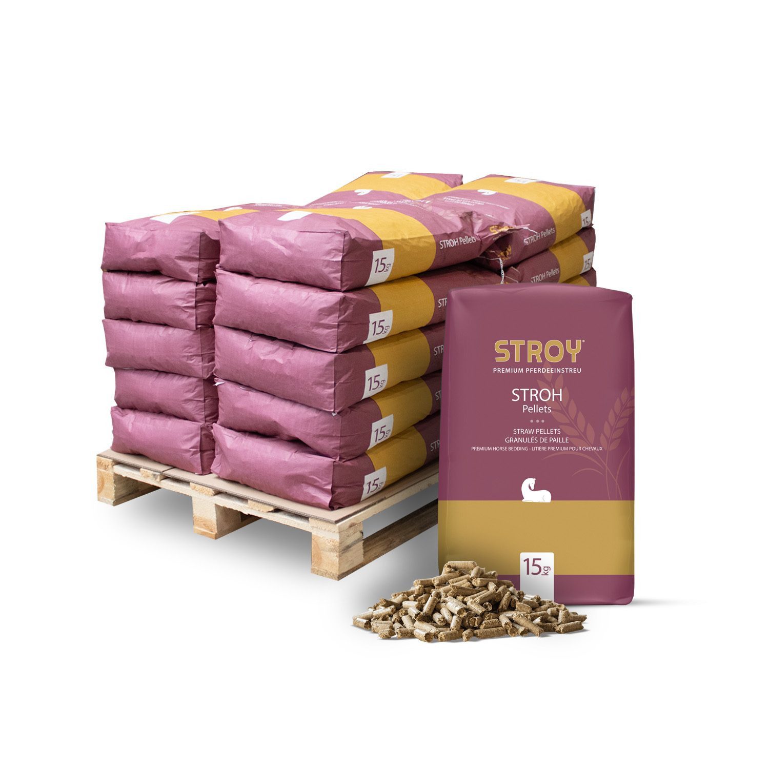 STROY Strohpellets Einstreu 15kg x 20 Sack 300kg Palette