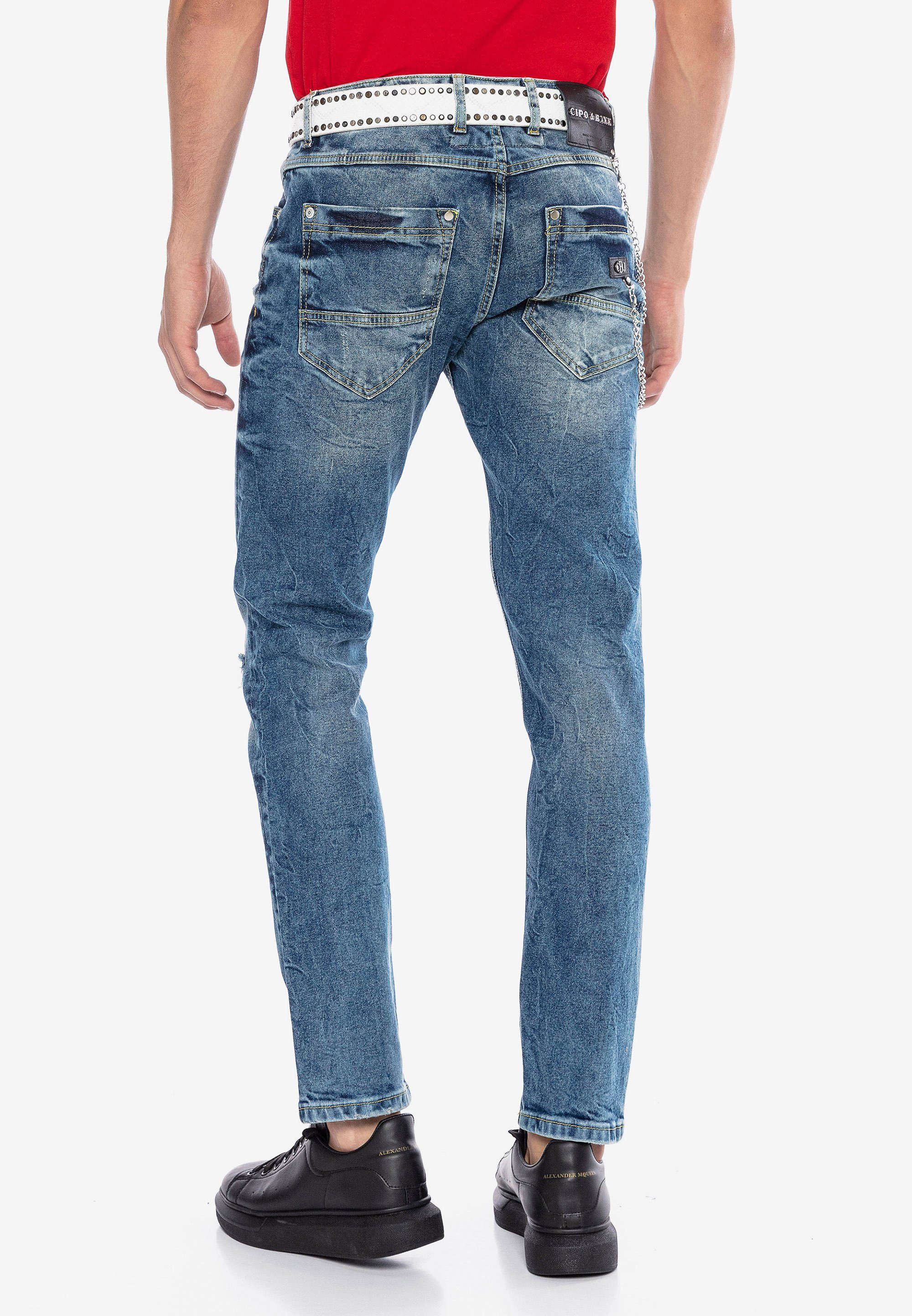 Herren Jeans Cipo & Baxx Bequeme Jeans im angesagten Used-Look in Slim Fit