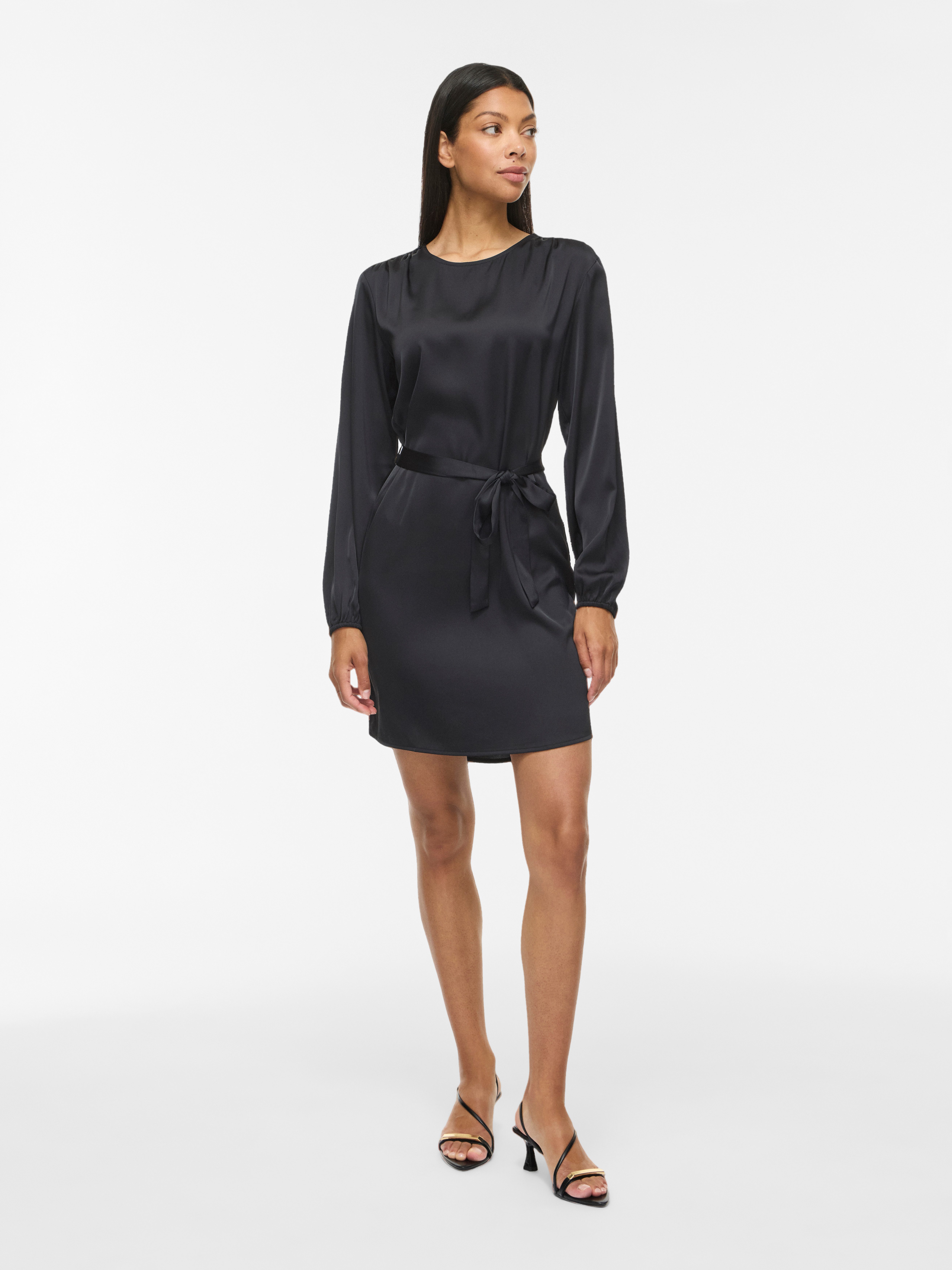 Vila Minikleid VIENNA RAVENNA L/S O-NECK DRESS - NOOS lockere Passform, aus Kunstfaser, pflegeleicht