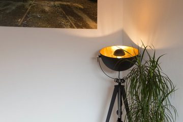 Nino Leuchten Stehlampe »BOWY«, Retro Optik, Höhe von 148 bis 168 cm verstellbar, schwarz/goldfarben