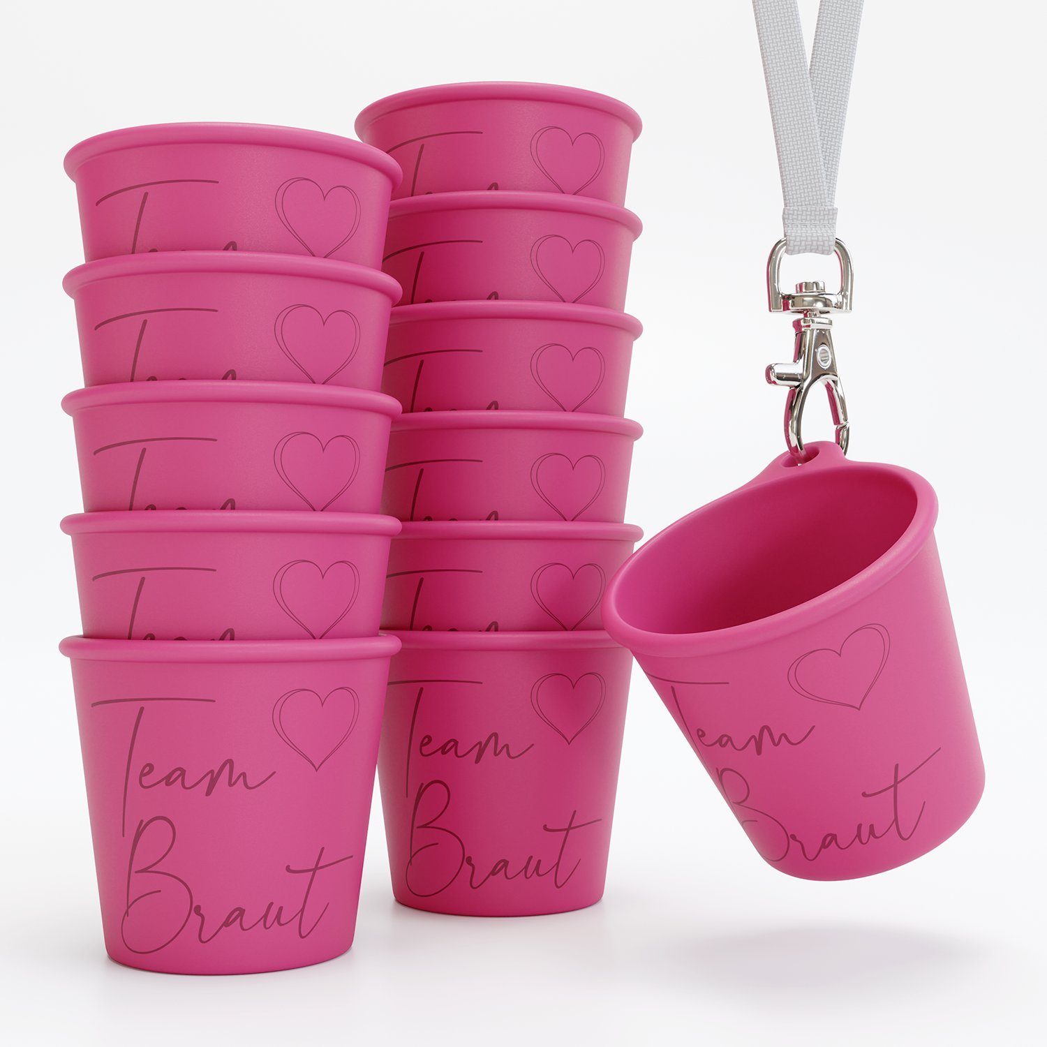 SoPro Schnapsglas 12x Schnapsbecher Plastik 4 cl wiederverwendbar, Pinnchen zum Umhängen