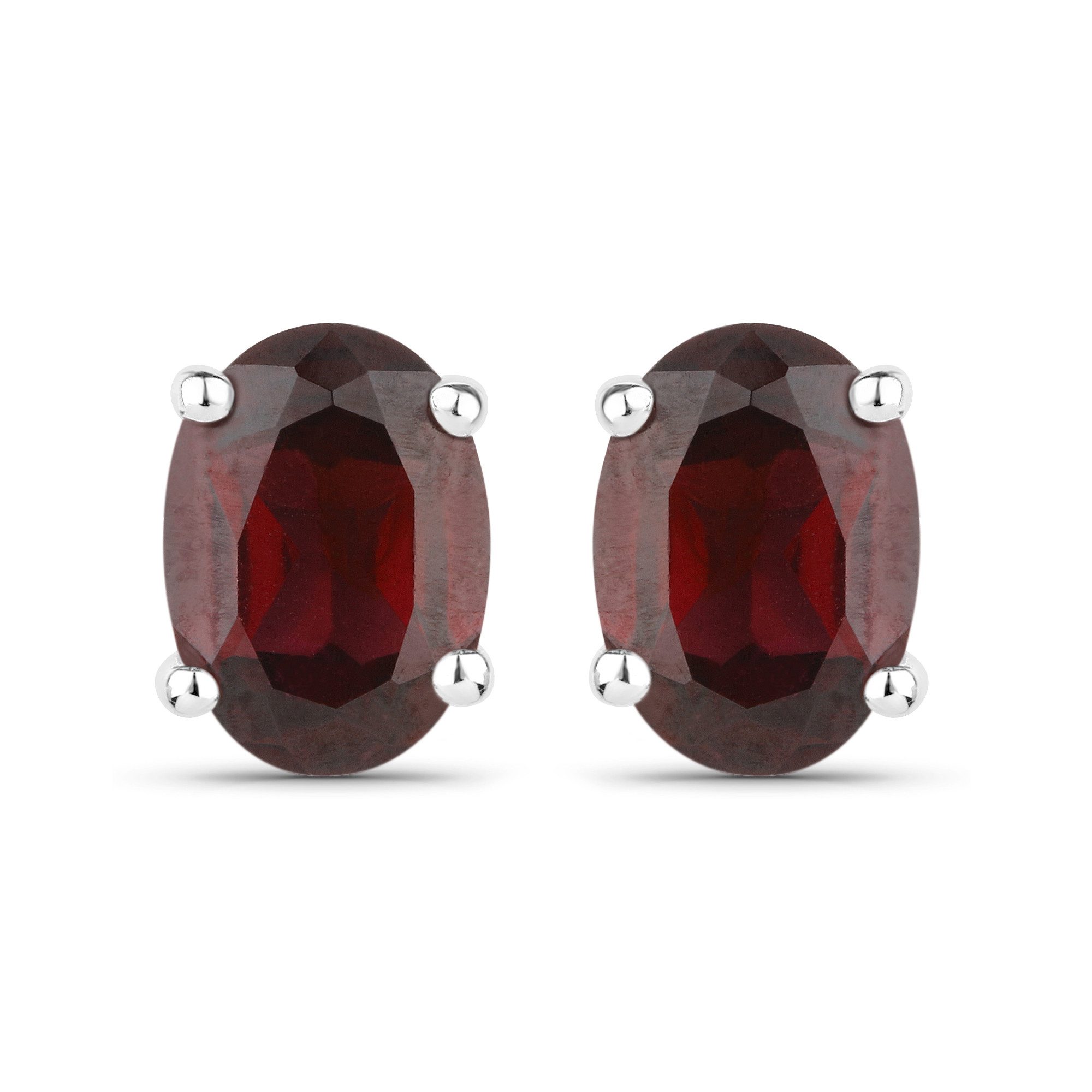Vira Jewels Paar Ohrstecker Silber 925 rhodiniert Ohrringe und Halskette mit echtem Granat
