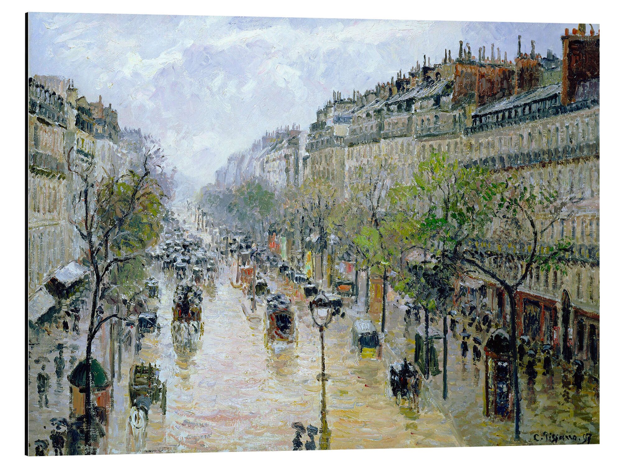 Posterlounge Wandbild Boulevard Montmartre, Frühlingsregen, Camille Pissarro, erhältlich als Poster, Leinwandbild, Wandsticker oder Acrylglasbild