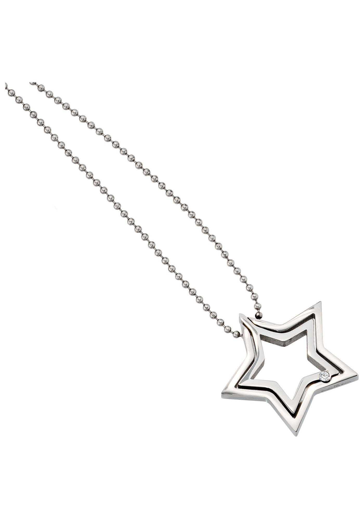 JOBO Kette mit Anhänger Stern, Edelstahl mit Kristall 48 cm günstig online kaufen