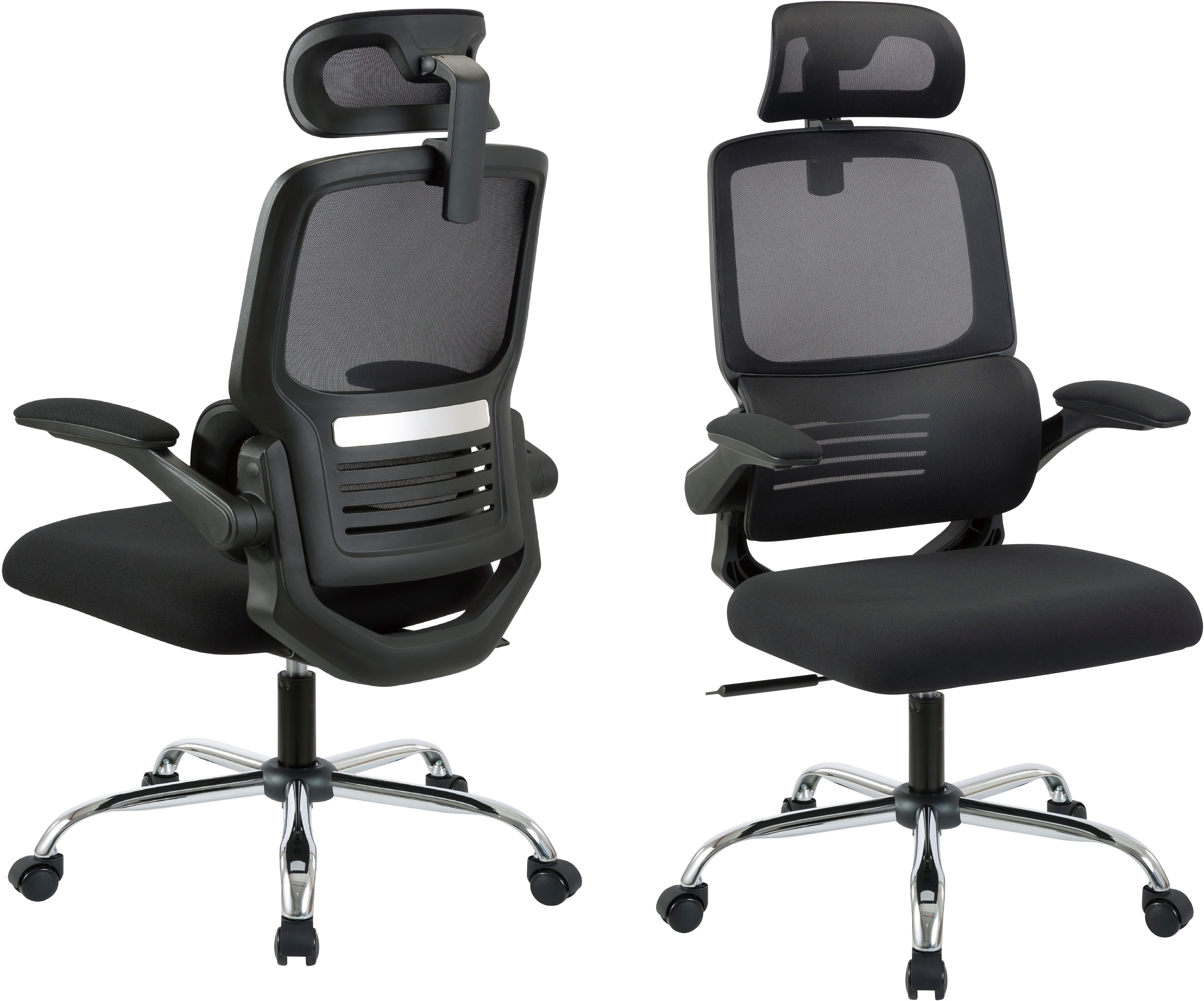 Places of Style Bürostuhl FABION, mit Lordoseunterstützung, verstellbare Kopfstütze, klappbare Armlehnen