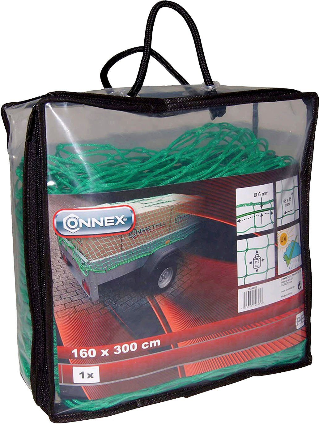 Anhängernetz grün - 45 x 45 mm Maschenweite - 3 mm Stärke - Inklusive Elastikseil