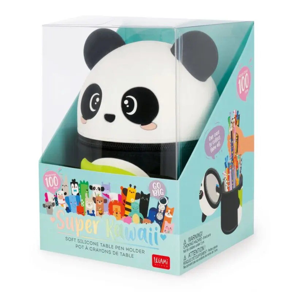 Legami Federmäppchen Legami Super Kawaii 2-in-1 Silicone Pencil Case Panda