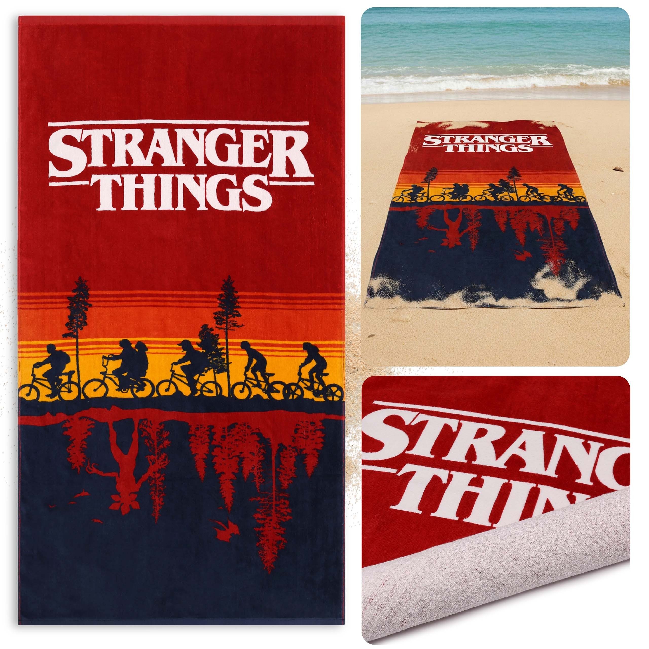 Stranger things Badetücher Stranger Things schnelltrocknendes Strandtuch aus Baumwolle 70×140 cm