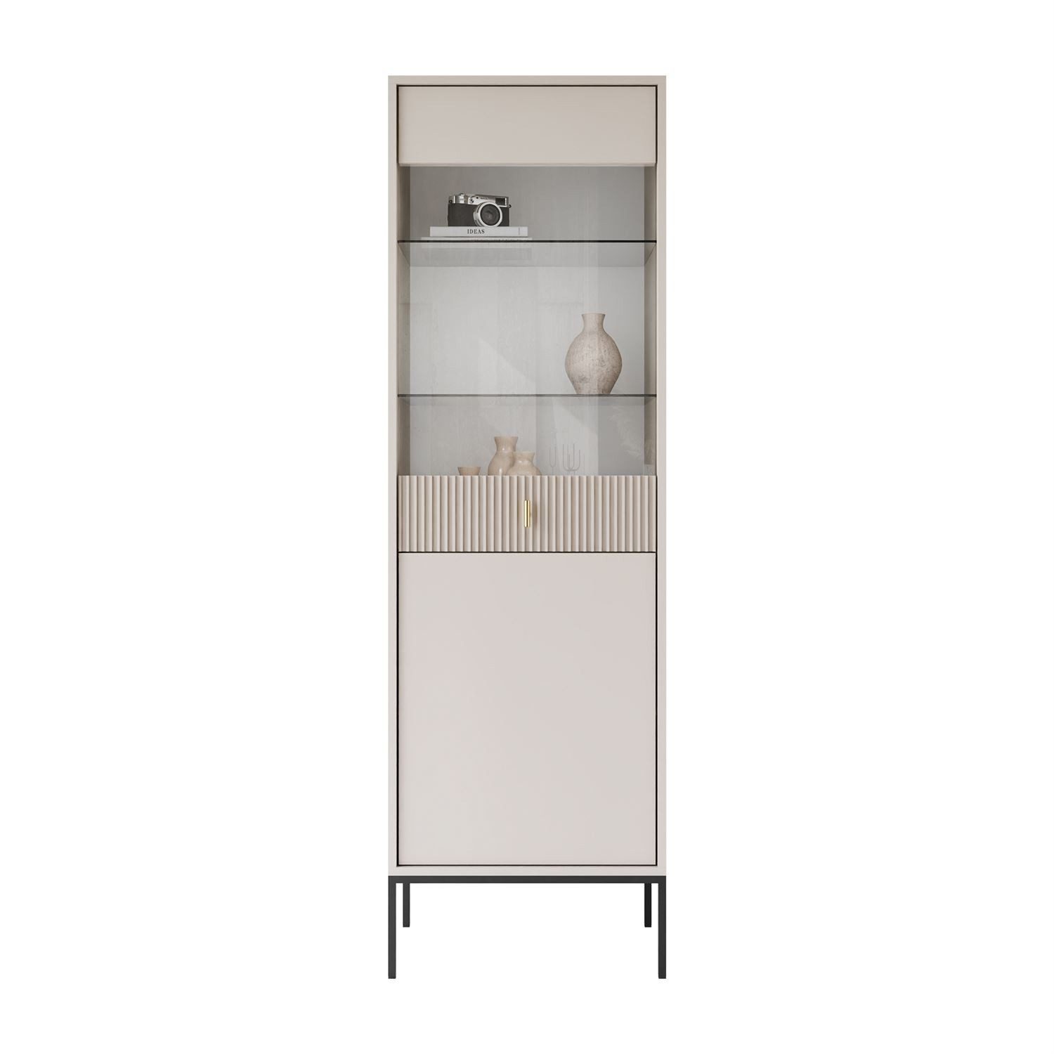 Lookway Vitrine MIDNIGHT mit Glastür auf Gestell 54x39x175 cm