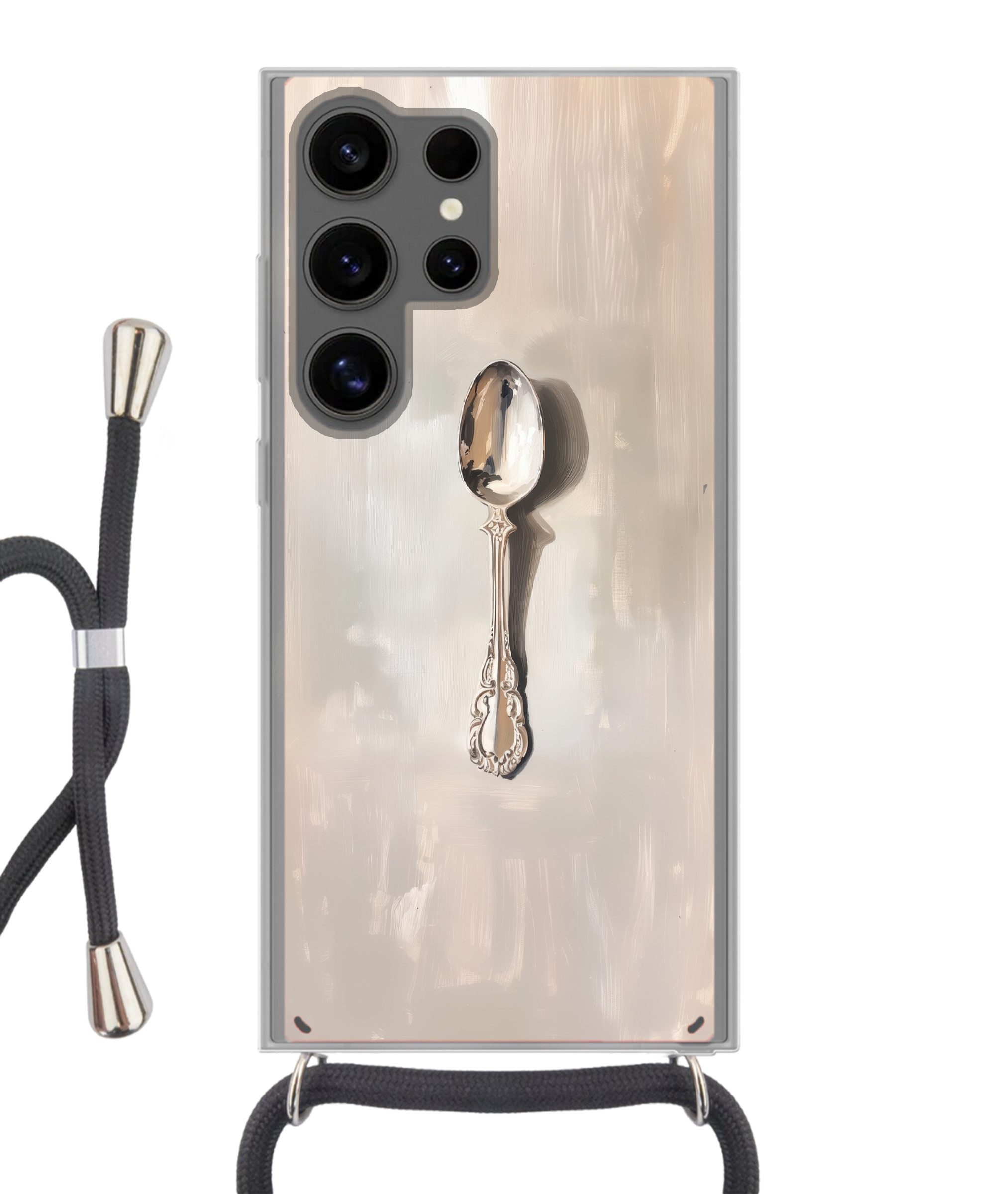 MuchoWow Handyhülle für Samsung Galaxy S24 Ultra Löffel - Farbe - Silber, Tragbare Handyhüllen mit Kette zum umhängen, Handykette Handyband