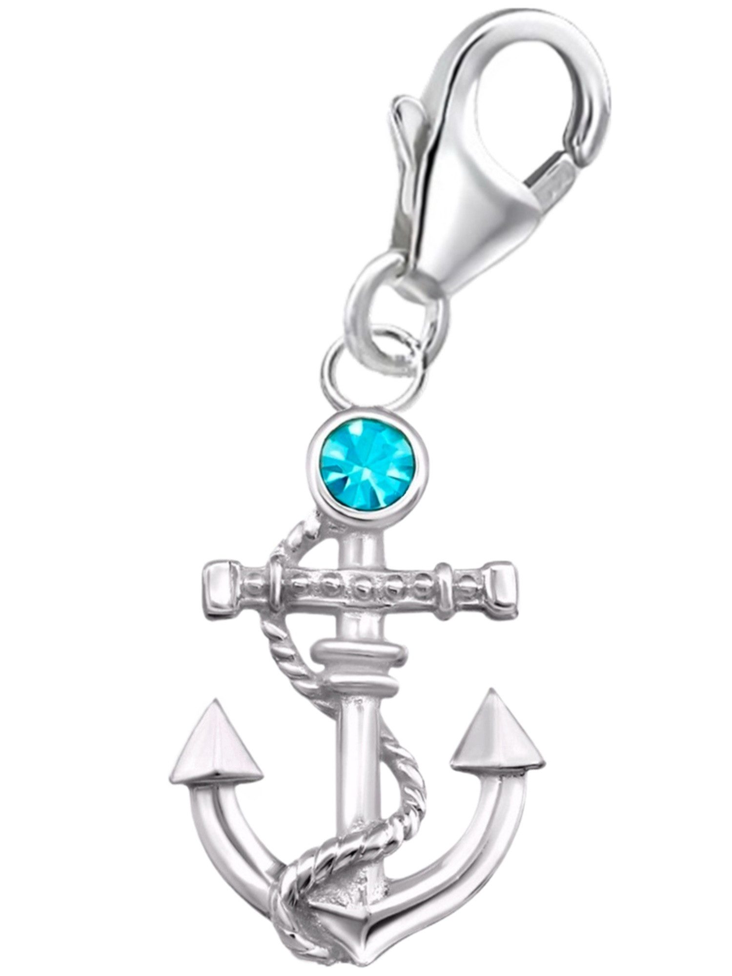 Goldene Hufeisen Charm Anker Zirkonia Anker Charm Anhänger für Bettelarmband aus 925 Silber (1 Stück, inkl. Etui), für Gliederarmband oder Halskette