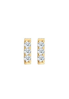 Elli DIAMONDS Paar Ohrstecker Rechteck Geo Stab Diamant (0.09 ct) 585er Gelbgold