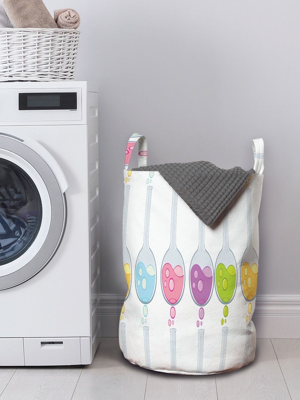 Abakuhaus Wäschesäckchen Wäschekorb mit Bunte Lösung Griffen Vorrichtung Kordelzugverschluss Labor für Waschsalons