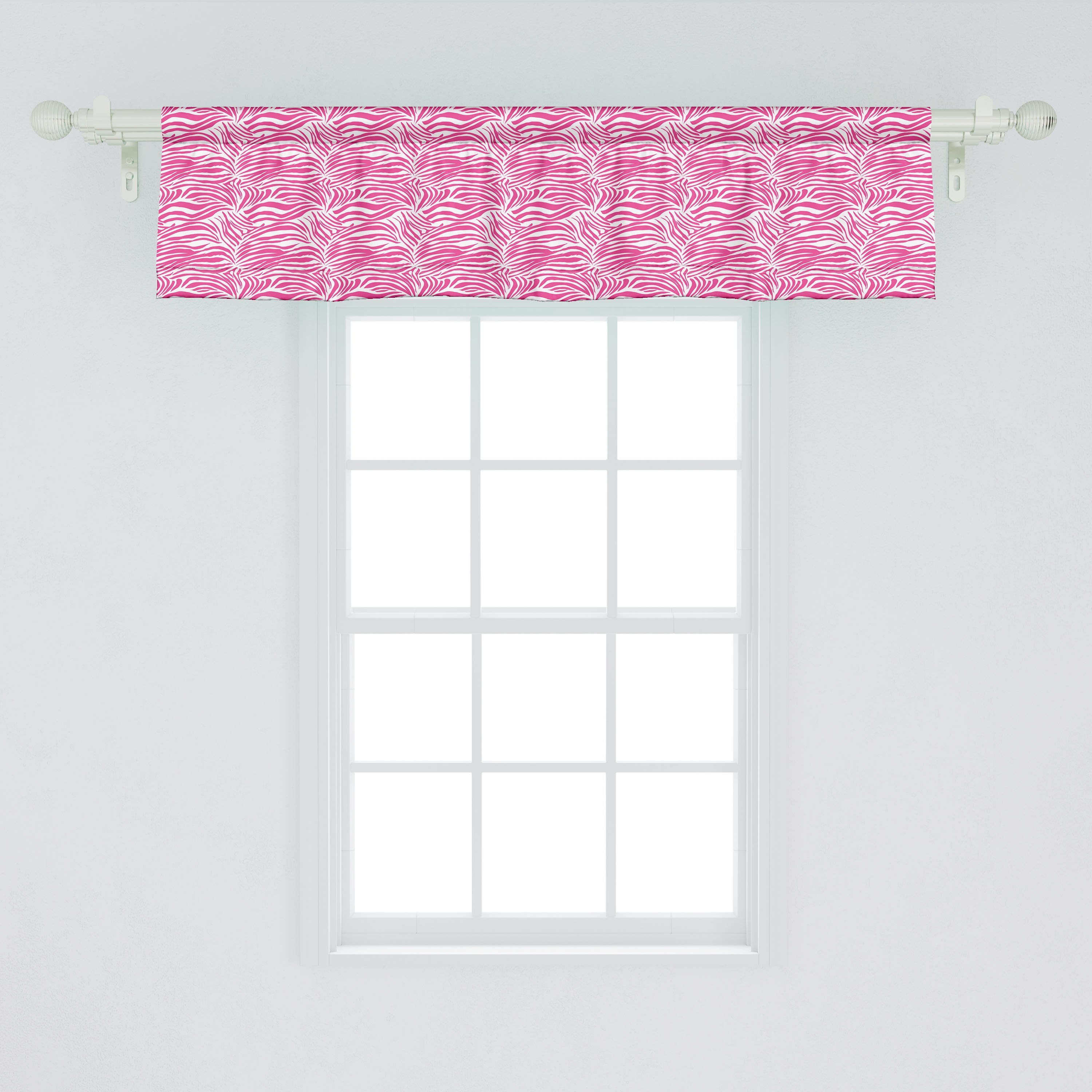 Scheibengardine Vorhang Dekor Schlafzimmer mit Safari Küche Microfaser, Zebra-Streifen für Stangentasche, Abakuhaus, Tier Volant
