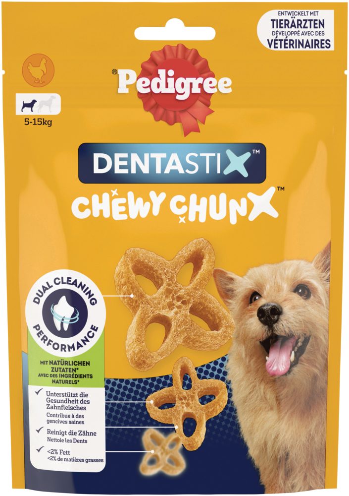 Pedigree PEDIGREE® DENTASTIX™ CHEWY CHUNX™ Mini 5-15kg mit Huhn 5 x 68g, Snack für: Hunde