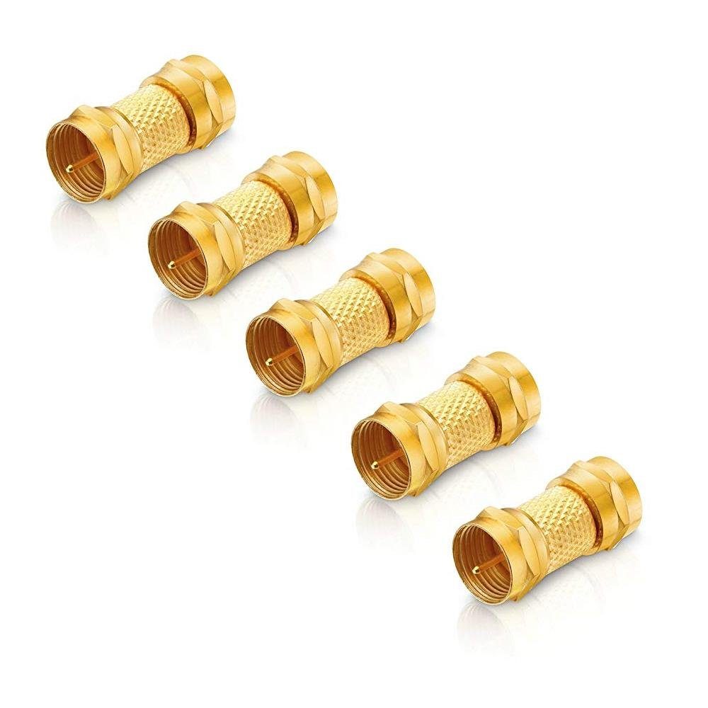 conecto Adapter F-Stecker auf F-Stecker vergoldet gold (5 Stück) SAT-Kabel