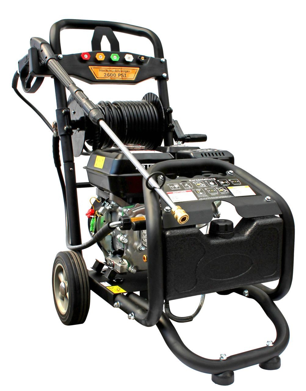 DeTec. Hochdruckreiniger max. 170 bar 7 PS inkl. Schlauch + Lanze + Rolle, Druck max: 180,00 bar, Stauraum für Zubehör, kompakt, Schnellkupplung, Leichtgewichtig