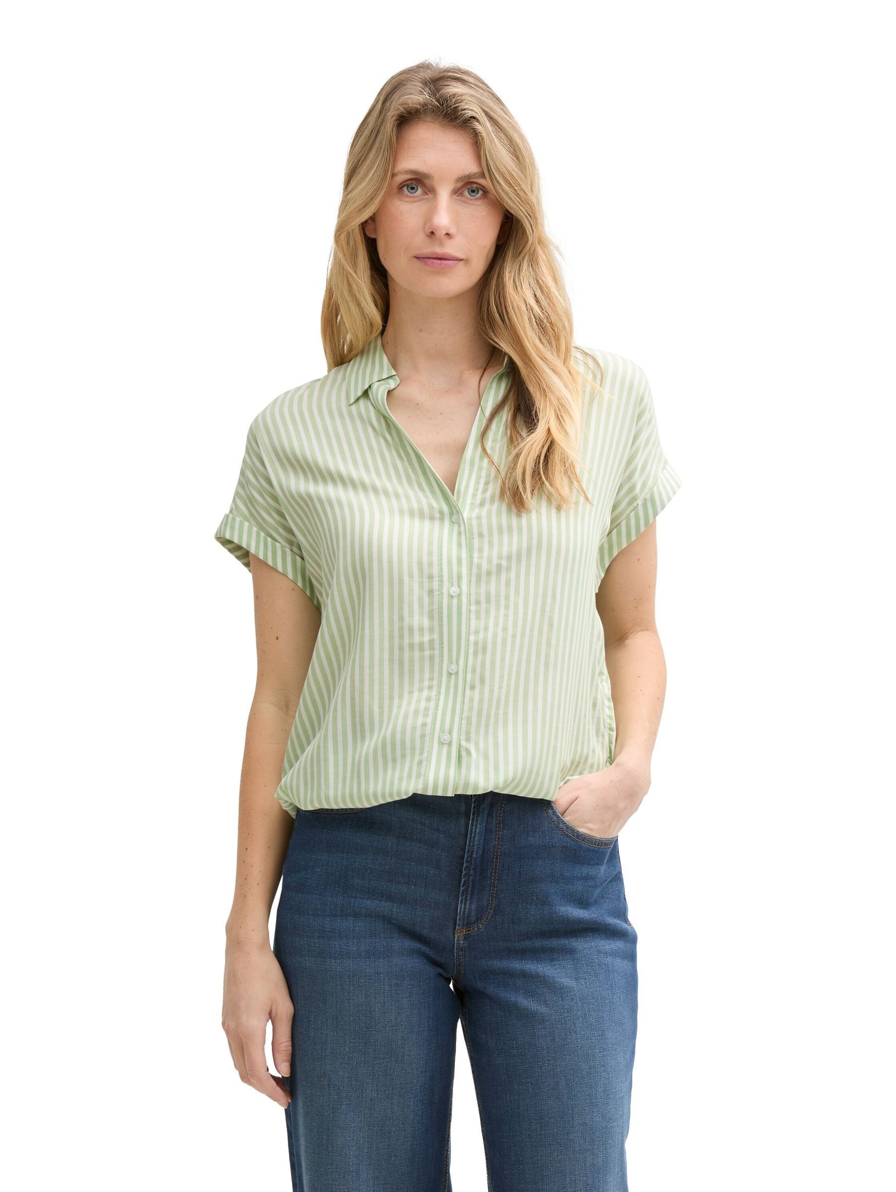 TOM TAILOR Blusenshirt Gestreiftes Kurzarmhemd mit günstig online kaufen