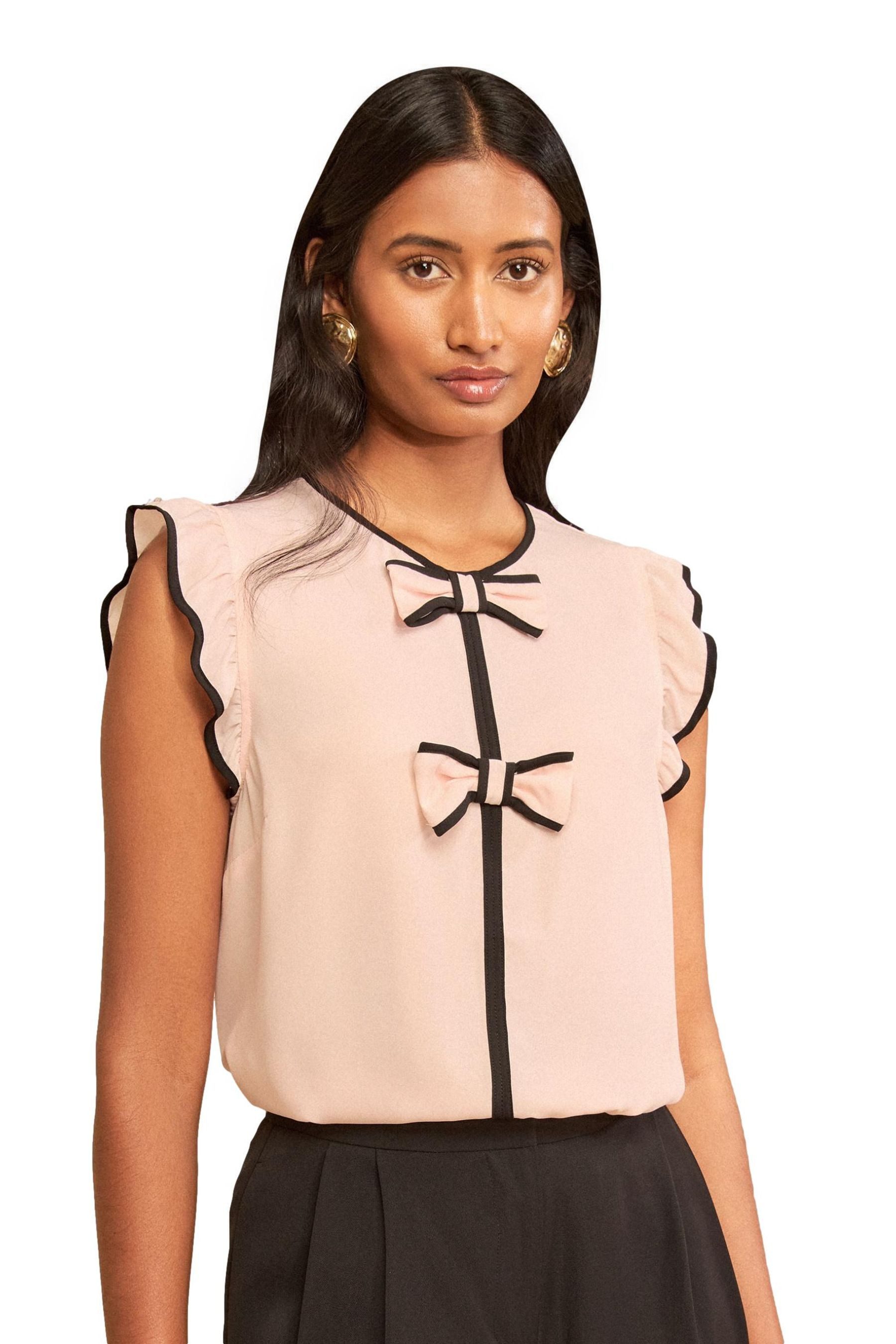 Love & Roses Blusentop Love & Roses Bluse mit Schleife und Flatterärmel (1-tlg)