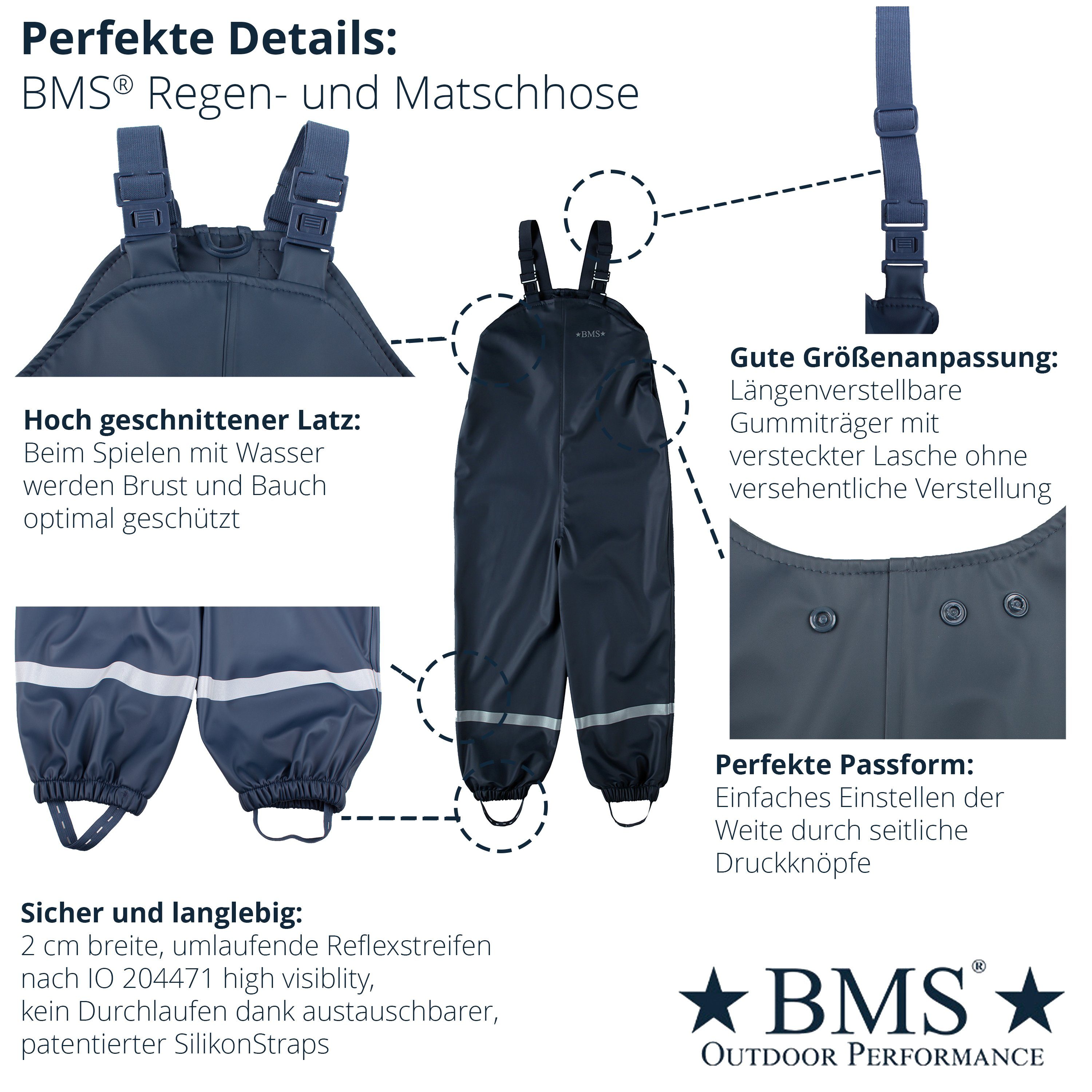 BMS Regen- und Matschlatzhose Räuberwald 100% wasserdichte Regenlatzhose OekoTex zertifiziert – Bild 3 von 5