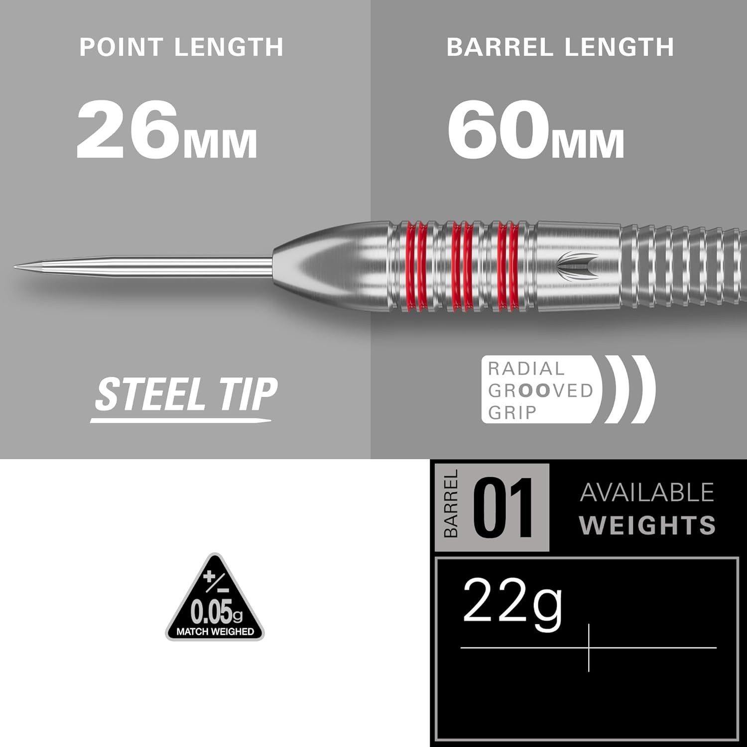 TARGET DARTS Dartpfeil Nathan Aspinall Messing Steeldarts-Set, 22 g, inkl. Aufbewahrungsetui