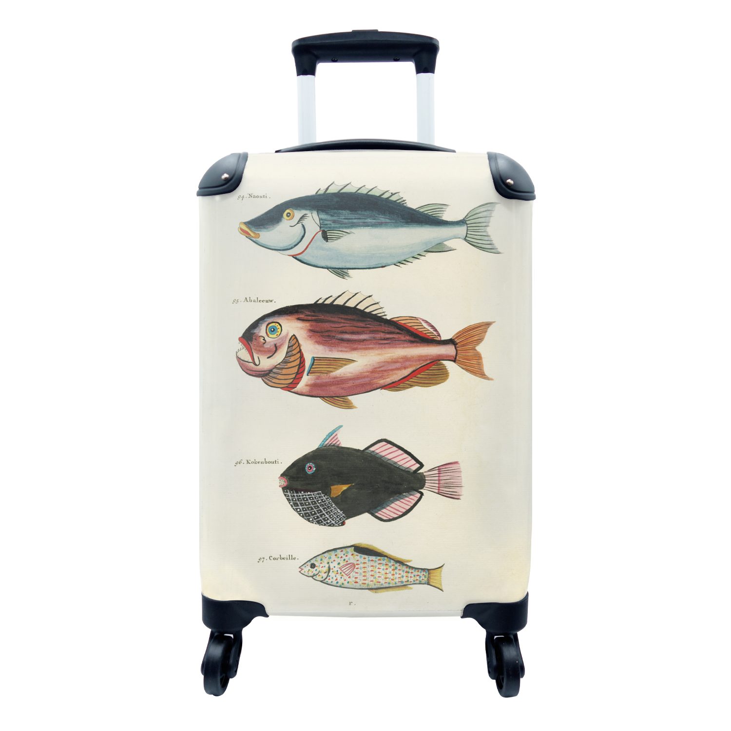 MuchoWow Handgepäckkoffer Fisch - Jahrgang - Meer, 4 Rollen, Reisetasche mit rollen, Handgepäck für Ferien, Trolley, Reisekoffer