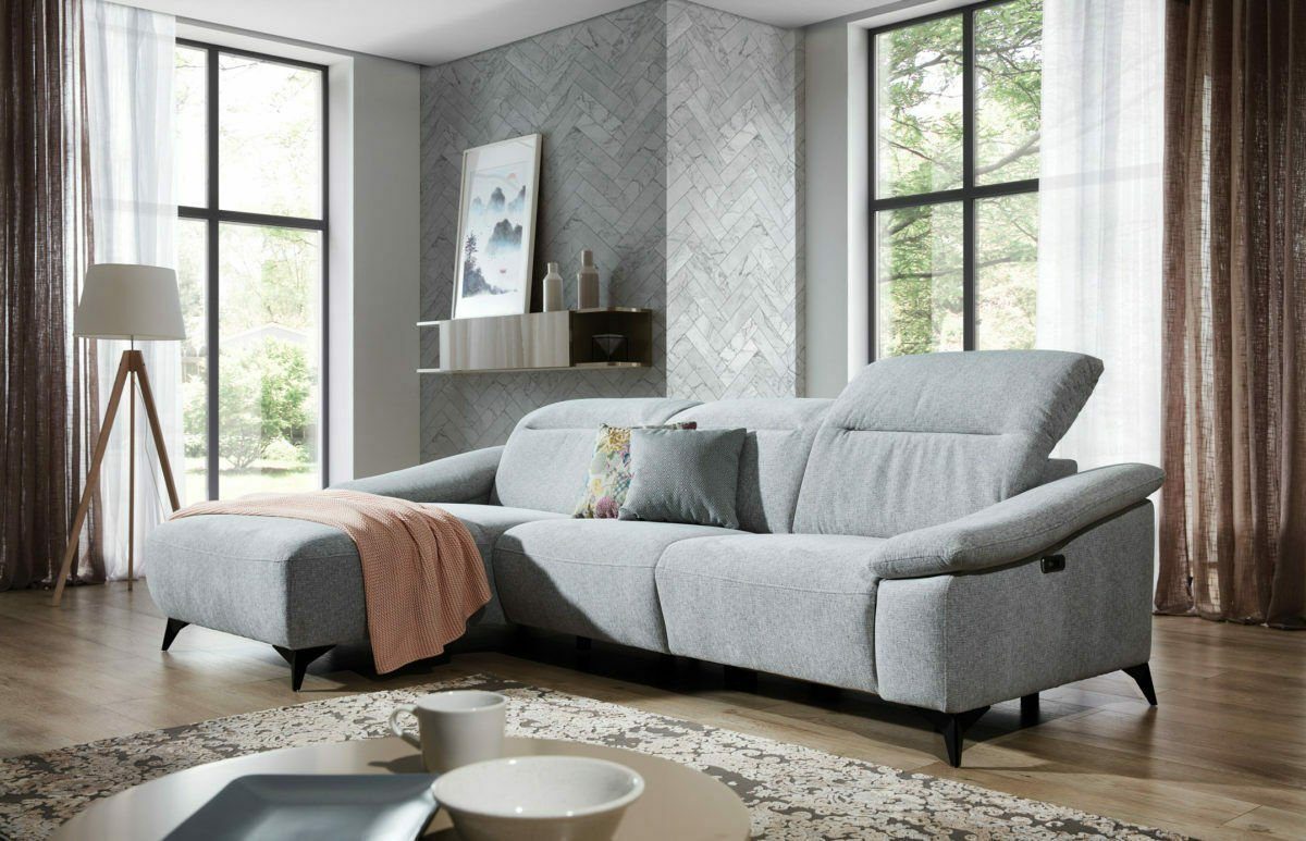 JVmoebel Ecksofa Luxus Graue Multifunktions Couch Verstellbar Modernes Sofa Neu, Made in Europe