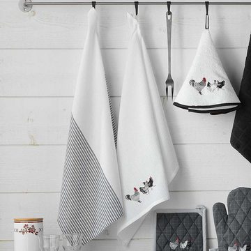 Macosa Home Geschirrtuch Trockentuch Küche Küchenhandtuch grau weiß 50x70 cm, 2er Set Geschirrtücher 100 % Baumwolle Leinenstruktur Waffelpikee