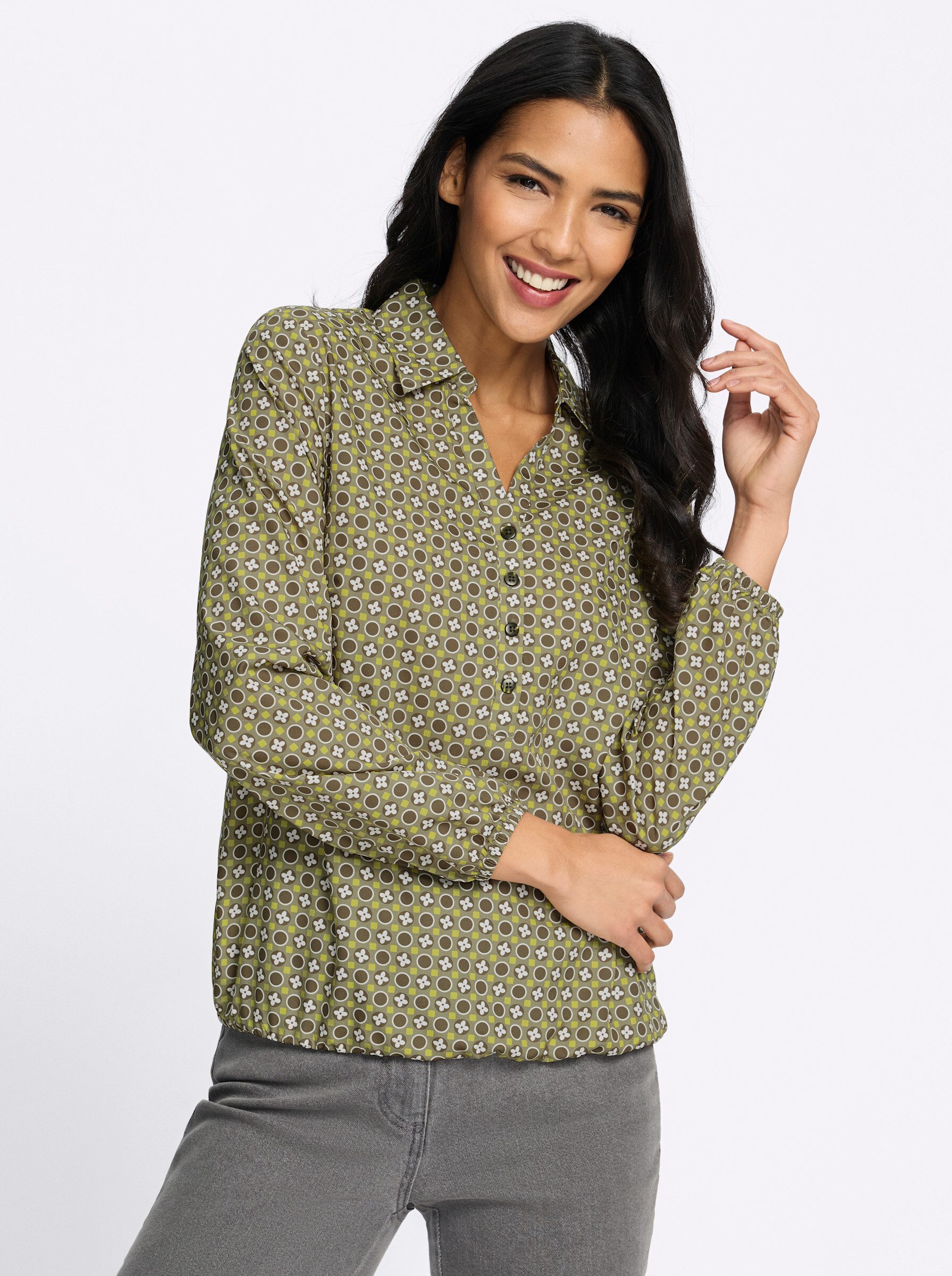 Sieh an! Klassische Bluse Schlupfbluse Langarm