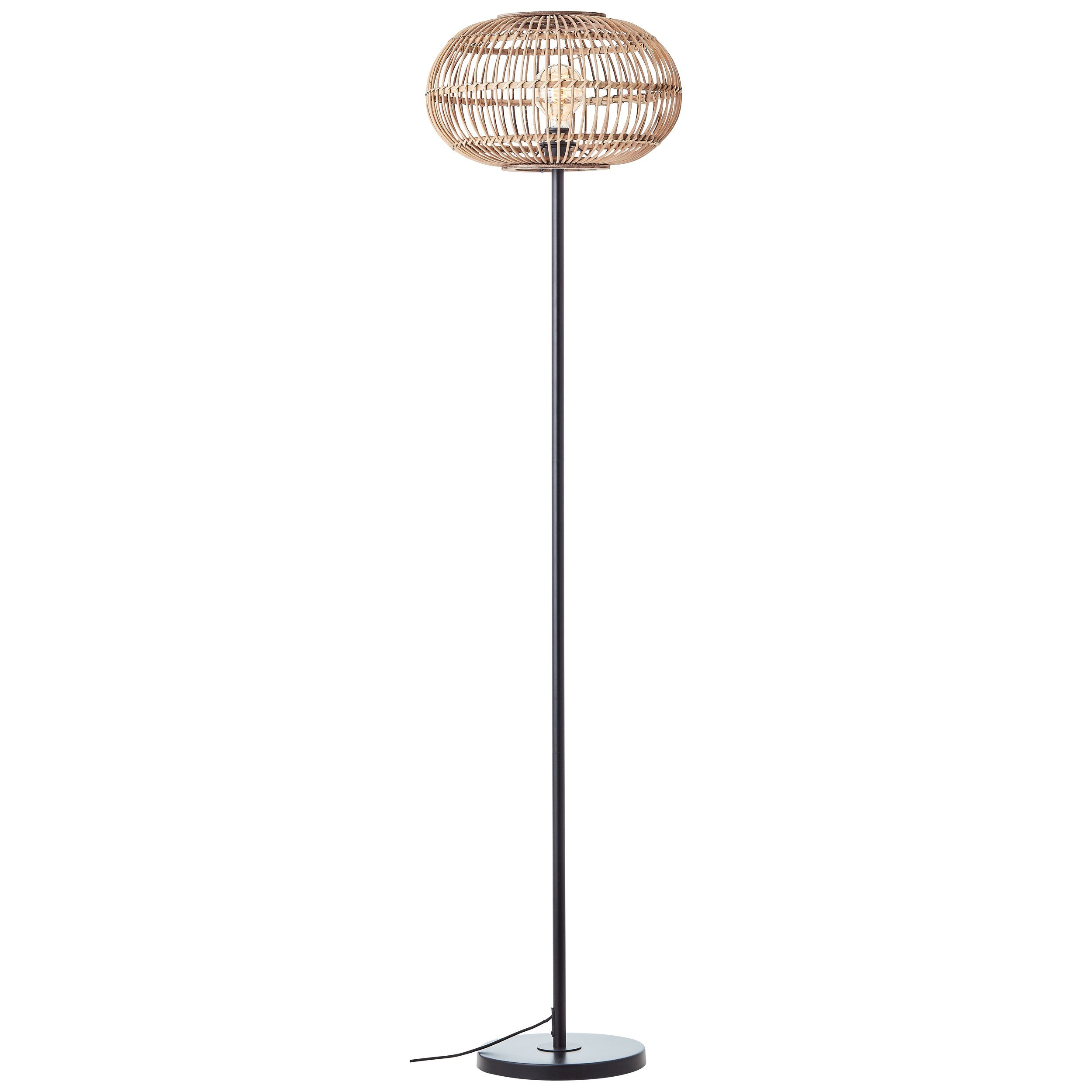 Brilliant Stehlampe Woodball, ohne 153 Leuchtmittel, schwarz/natur cm, mit Bambus E27, 38 Schirm, x matt