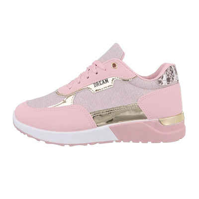 Ital-Design Damen Low-Top Freizeit Sneaker Flach Sneakers Low in Rosa