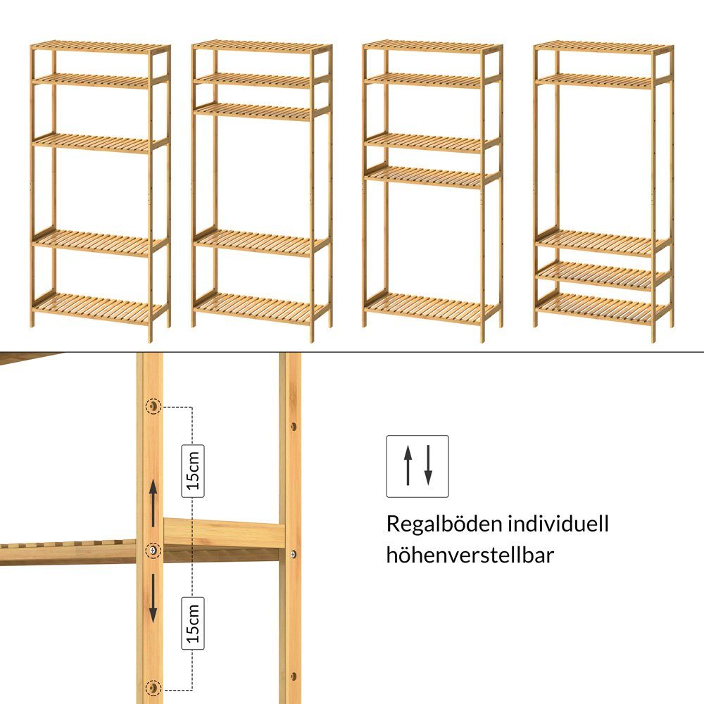 Casaria Badregal, mit 5 Ablagen Höhenverstellbar 130x60x26 cm Stabil Küchenregal