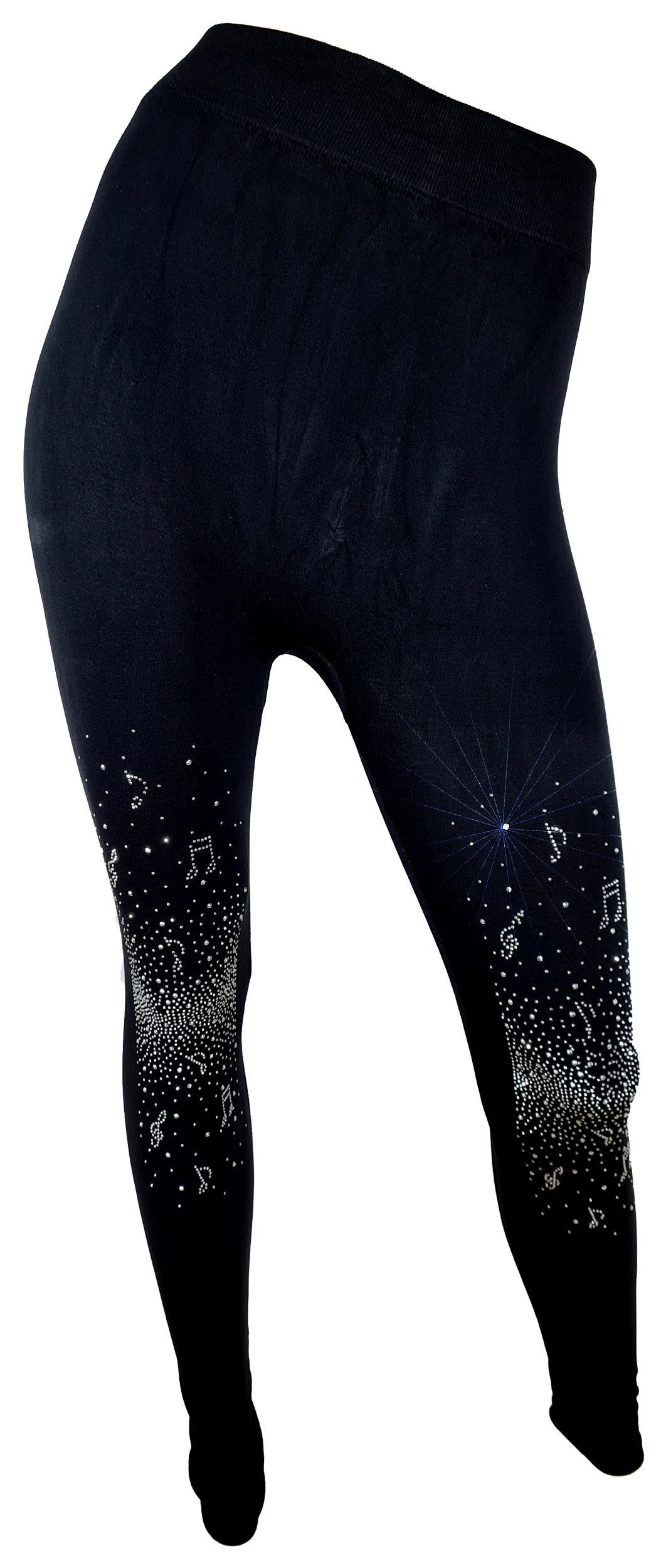 Einkaufszauber Леггинсы Леггинсы La Musica - mit Noten Notenschlüssel aus Strass