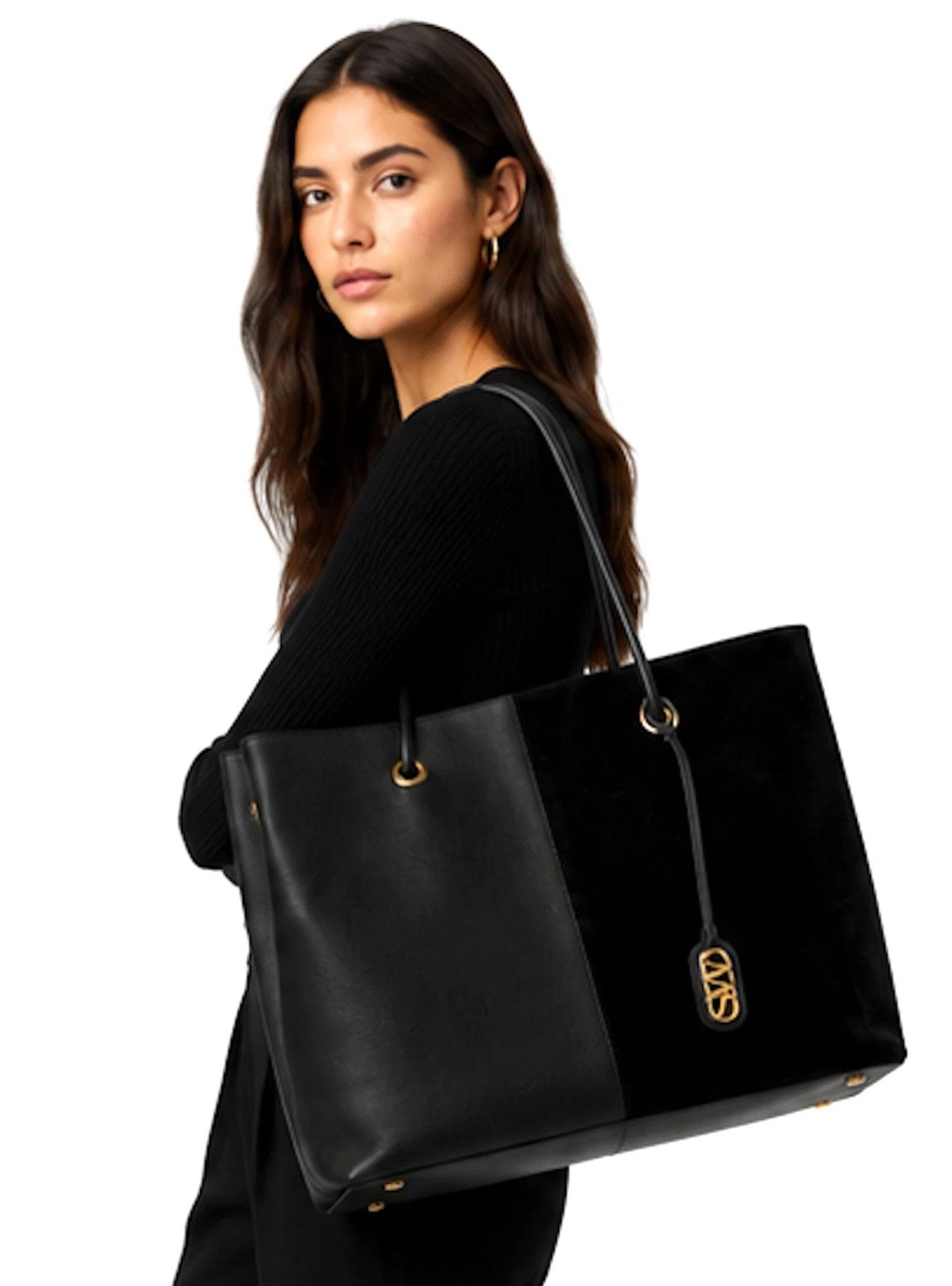 STUART WEITZMAN Shopper New York 5050 Tasche Tote Schultertasche Leder Suede, Außergewöhnlich große integrierte Innentasche mit Reißverschluss