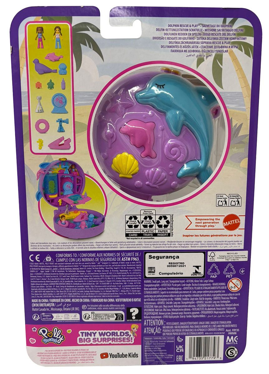Polly Pocket Spielfigur 2er-Set Polly Pocket HWN96 Delfin Rettungsstation Schatulle und HWN98