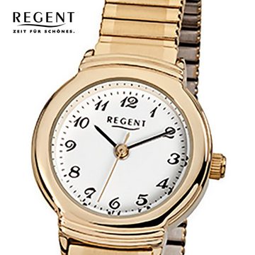 Regent Quarzuhr Regent Damen-Armbanduhr gold Analog F-265, Damen Armbanduhr rund, klein (ca. 24mm), Edelstahl, ionenplattiert