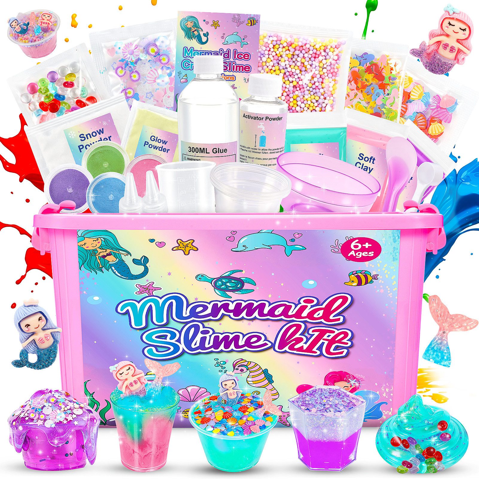 Wootoy Kreativset Experimentierkasten Schleim Bastelset Galaxy Einhorn DIY Slime Kit, (mit Glitzer Perlen und Zubehör zum Kreativen Gestalten, 1-tlg., Schleim-Bastelset in zwei Themenwelten: Galaxie oder Einhorn), Fördert Kreativität Feinmotorik und spielerisches Experimentieren