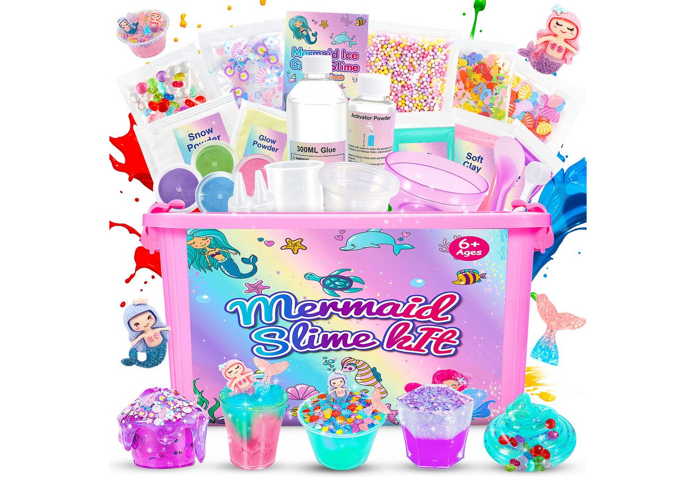 Wootoy Kreativset Experimentierkasten Schleim Bastelset Galaxy Einhorn DIY Slime Kit, (mit Glitzer Perlen und Zubehör zum Kreativen Gestalten, 1-tlg., Schleim-Bastelset in zwei Themenwelten: Galaxie oder Einhorn), Fördert Kreativität Feinmotorik und spiel