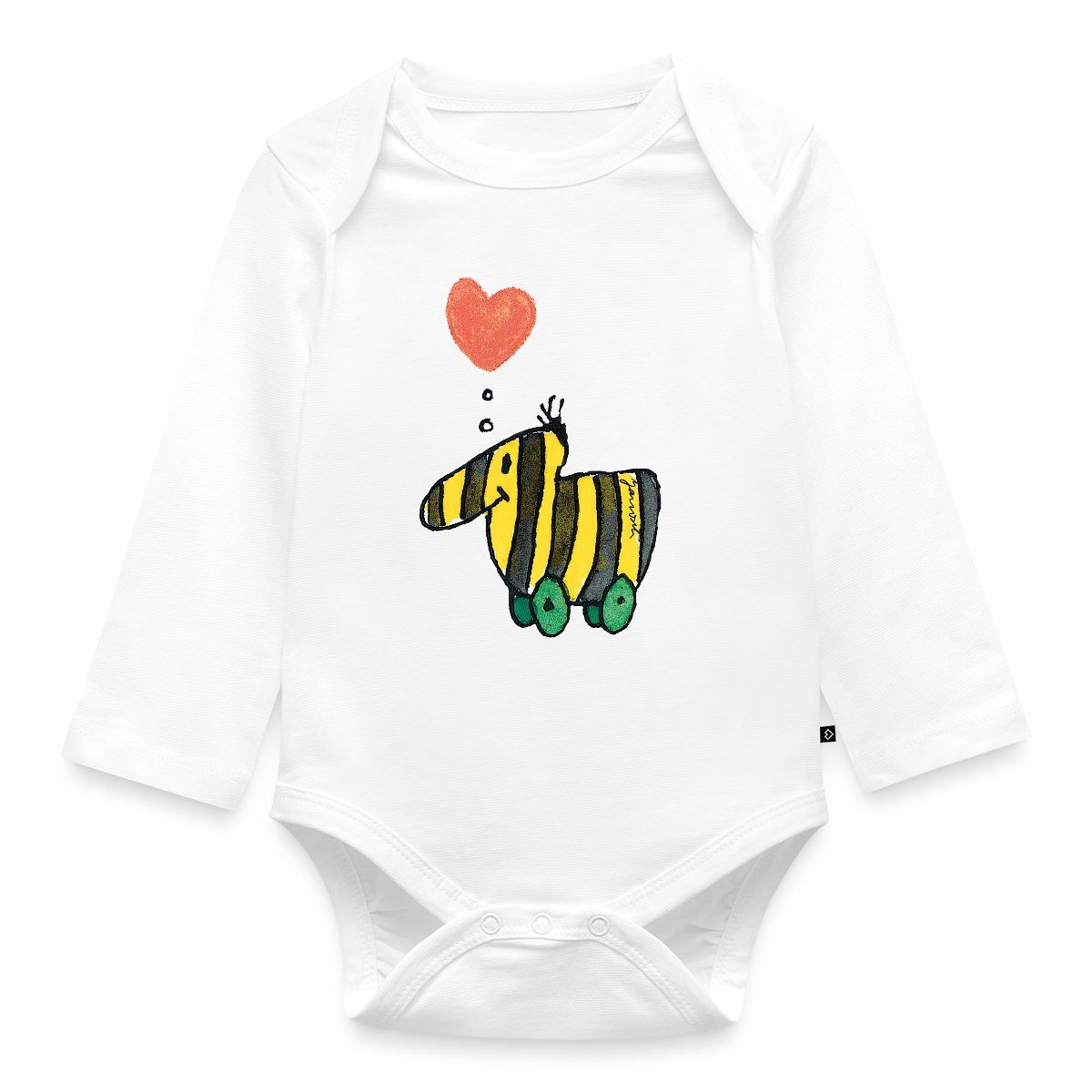 Spreadshirt Langarmbody Janosch Große Tigerente Mit Herz Liebe Baby Body Langarm (1-tlg)