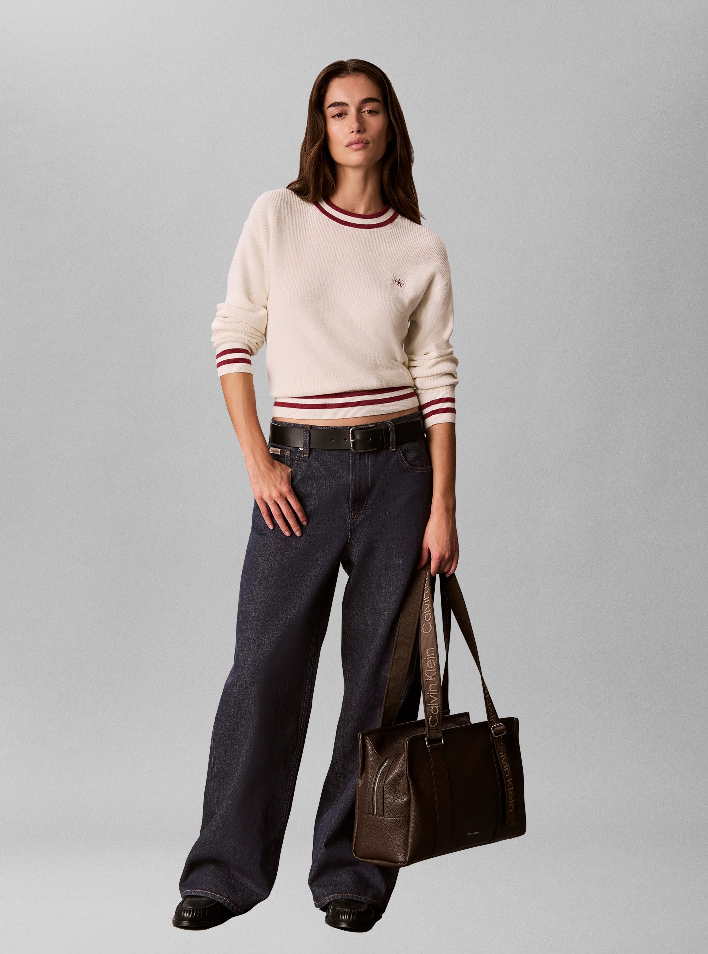 Calvin Klein Tragetasche WEBBING ADJ STRAP TOTE, große Tote Bag, Schultertasche mit Logoschriftzügen