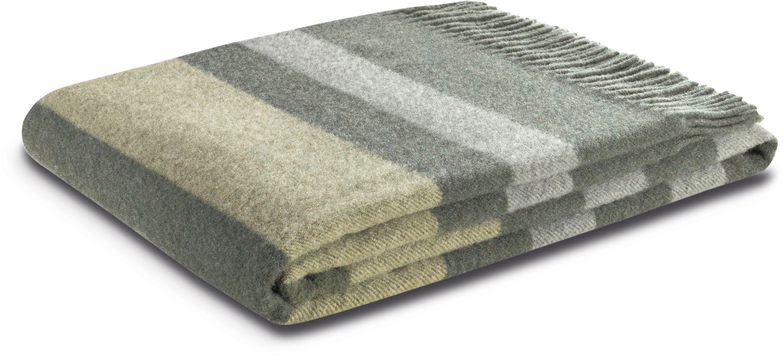 Plaid Moss Charming mit hochwertigen Fransen, Biederlack, Wolle-Kaschmir-Mix
