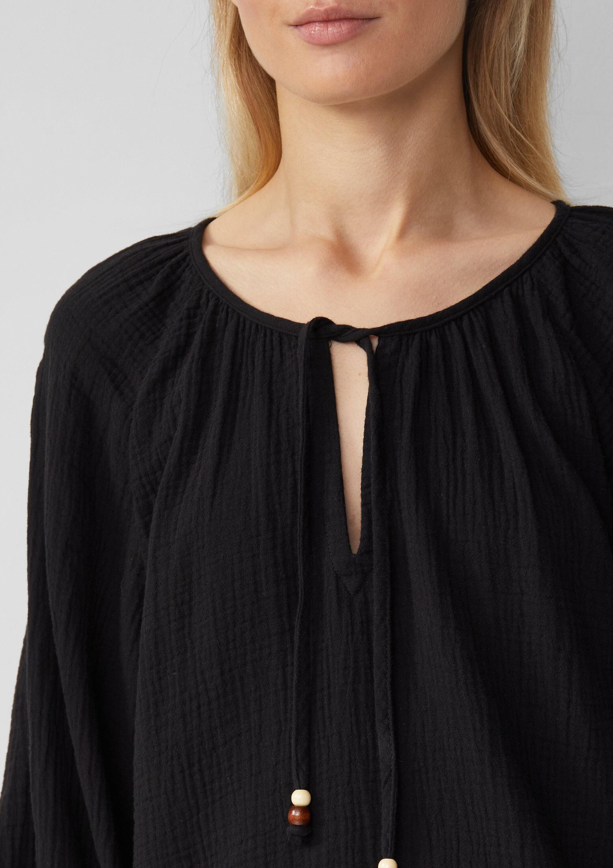 s.Oliver Kurzarmbluse Bluse Musselin-Bluse mit Raglanärmeln und Raffung – Bild 4 von 5