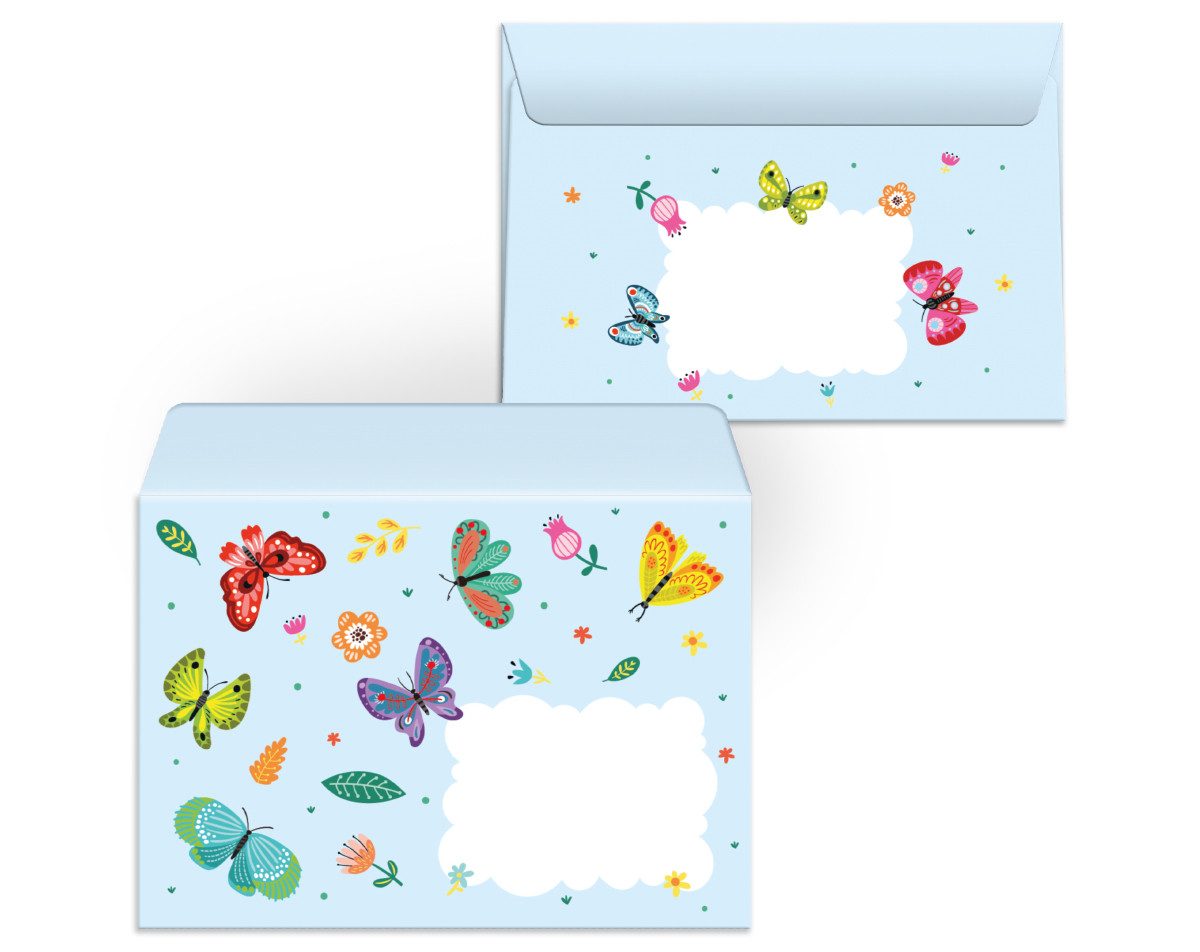 JUNAPACK Einladungskarten Schmetterling zum 10. Geburtstag Einladungen mit Umschlägen Mitgebsel, Mitbringsel Set Schmetterlinge zum zehnten Geburtstag Gastgeschenke