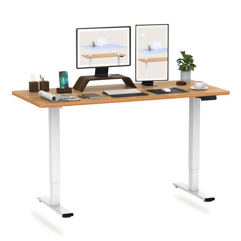 FLEXISPOT Schreibtisch EB2, Höhenverstellbarer Schreibtisch, Dual-Motor & 2-FACH-TELESKOP