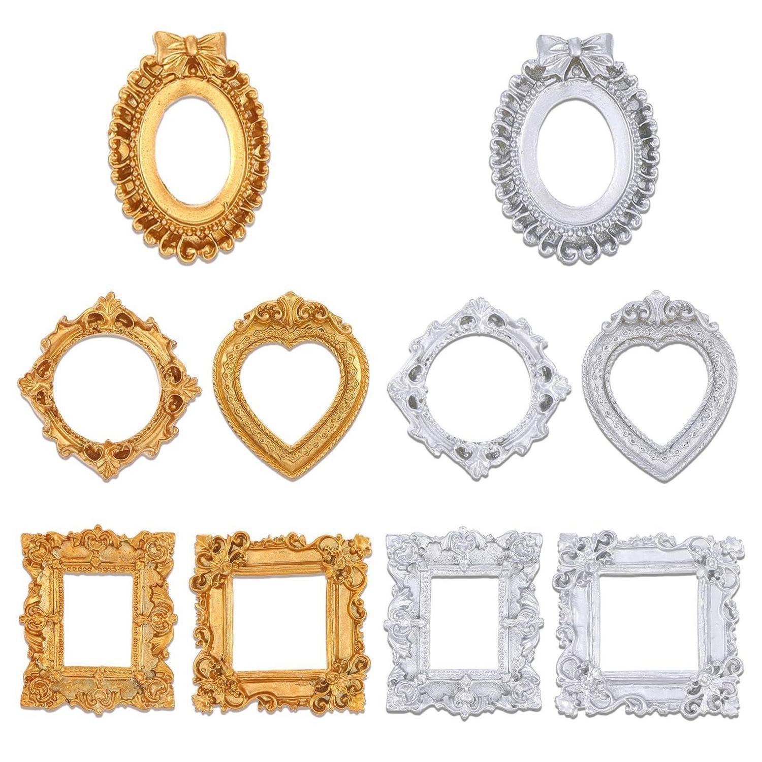 LuxusKollektion Bilderrahmen zum Basteln Bilderrahmen Mini Set Kunstharz Gold 10 Stück, (10 St)